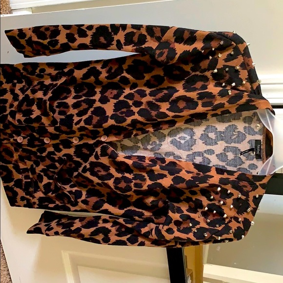 Studded Leopard button cardigan - Picture 1 of 5